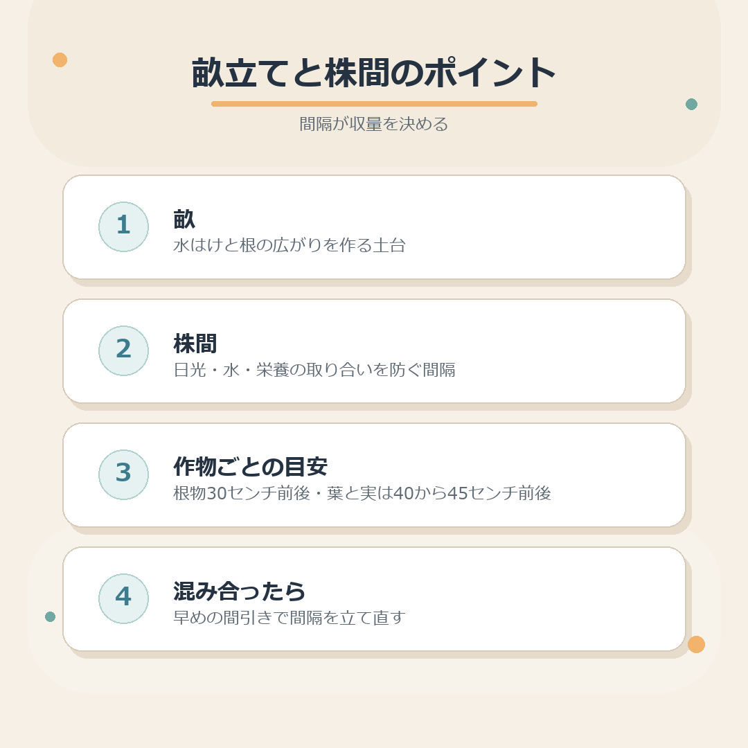 畝立てと株間のポイントまとめ図解