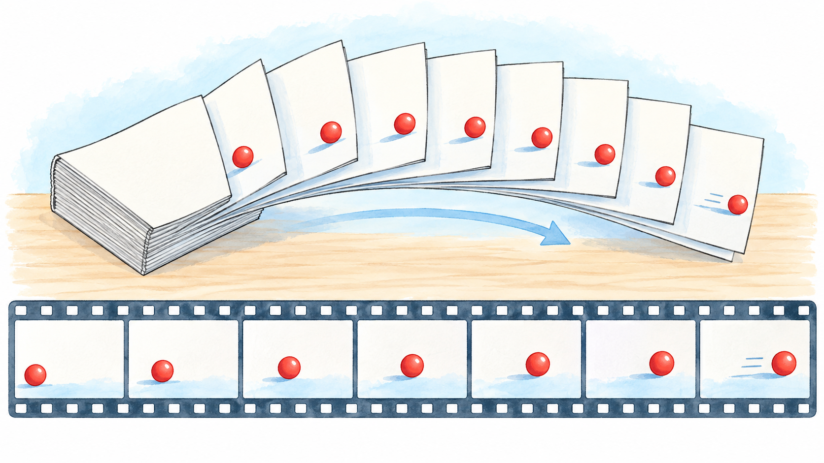 動画が静止画の列でできていることを表すイメージ