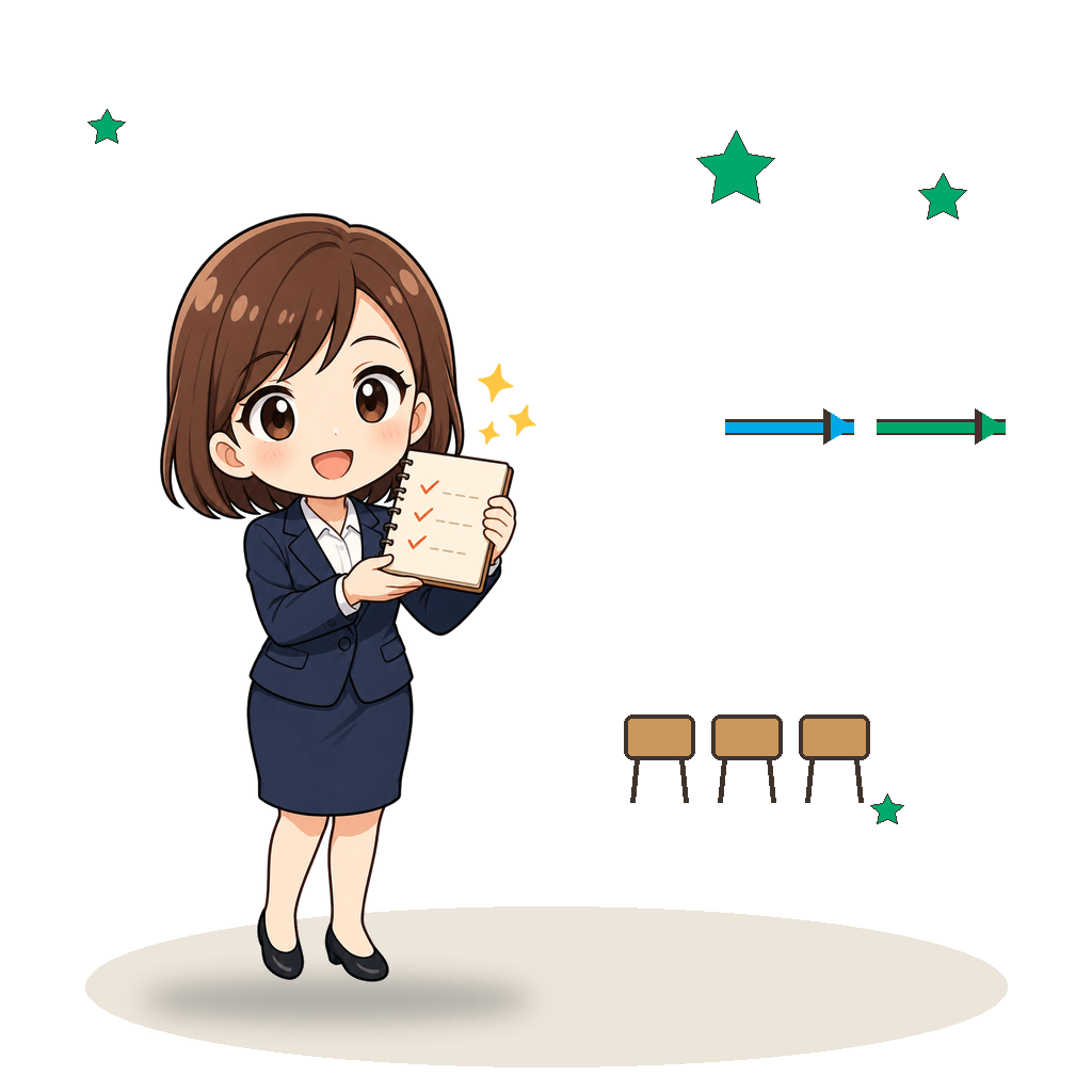 先生が資料を抱えて希望調査の説明をしている場面