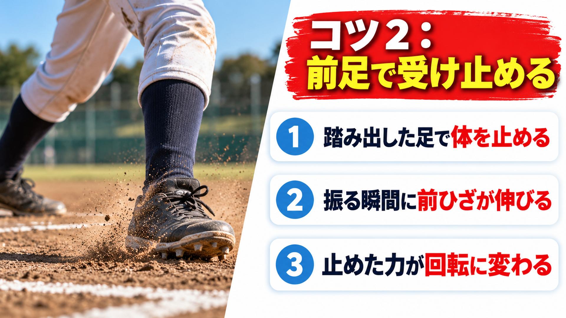 コツ２：前足で受け止める