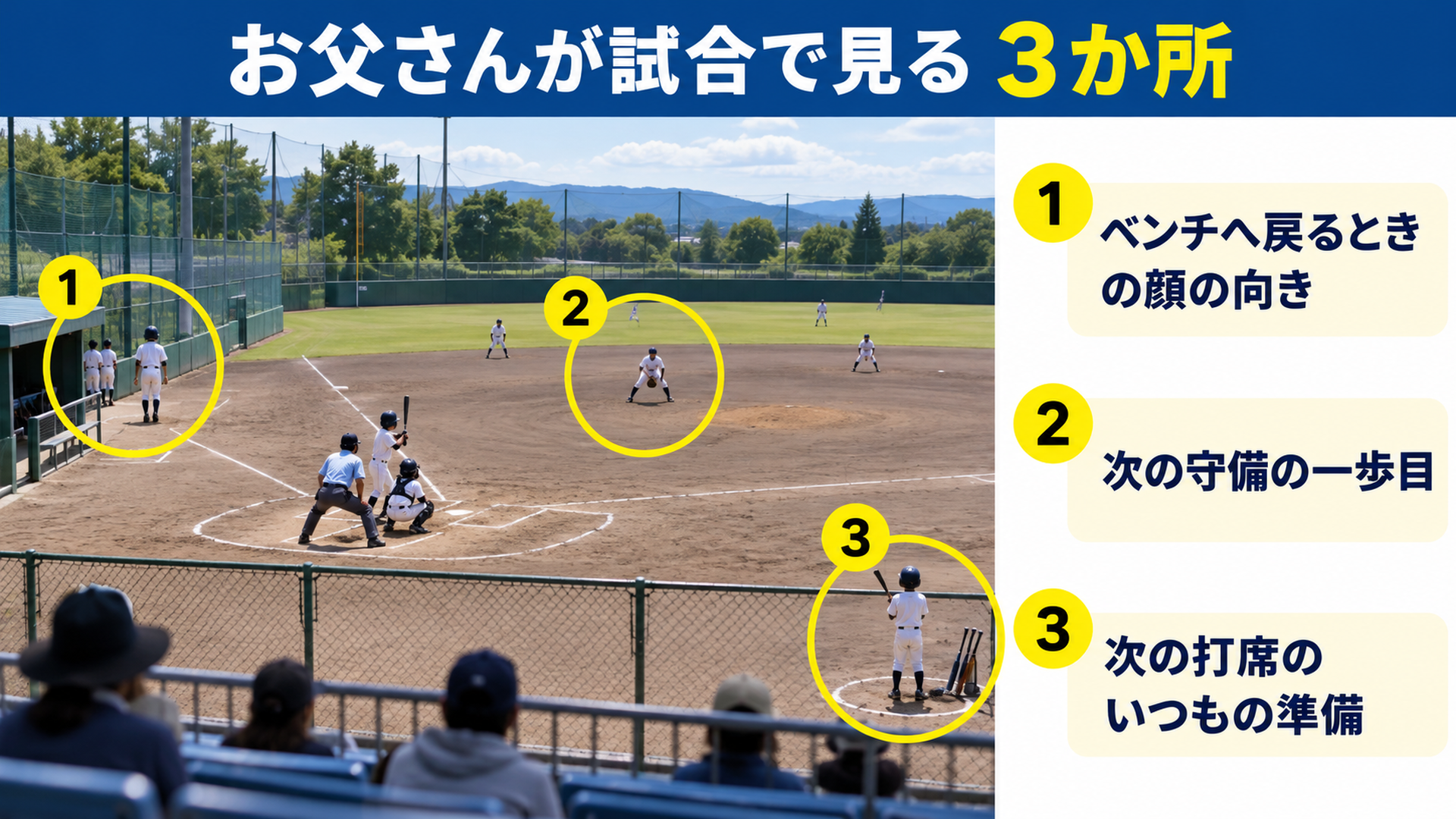 お父さんが試合で見る3か所