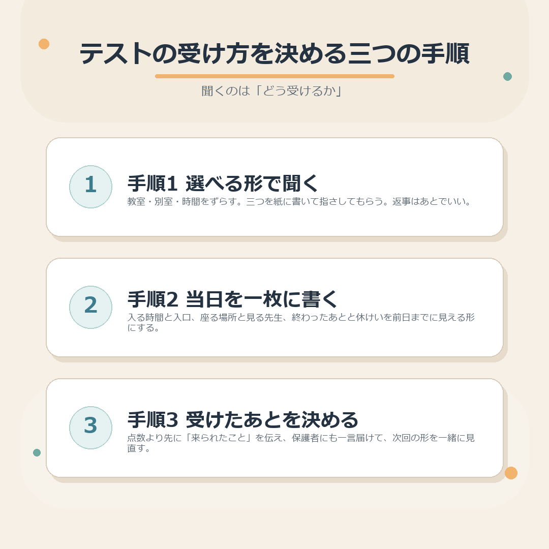 受け方を決める三つの手順のまとめ図