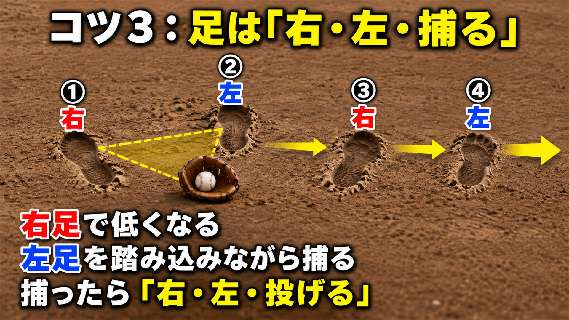コツ3:足は「右・左・捕る」