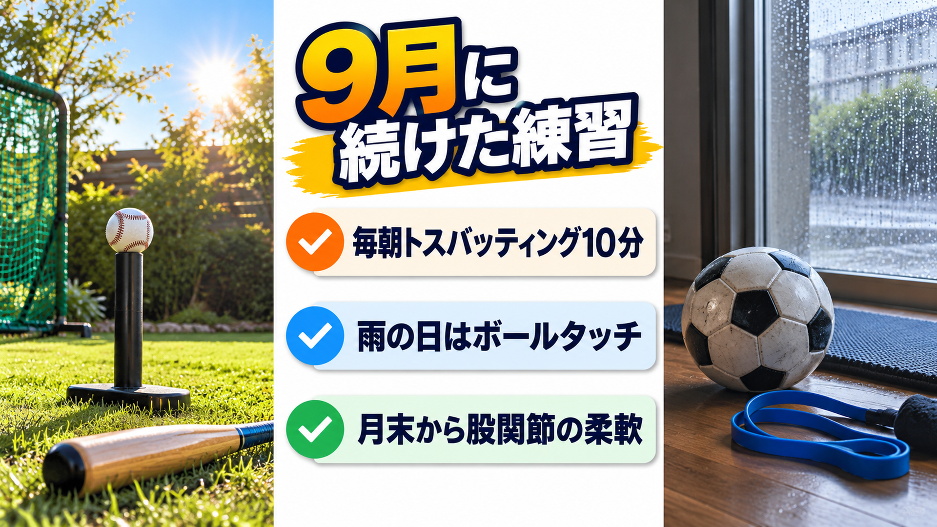 9月に続けた練習を紹介するスライド
