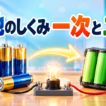 【中学技術】電池のしくみ｜一次電池と二次電池の違い・容量の計算を解説
