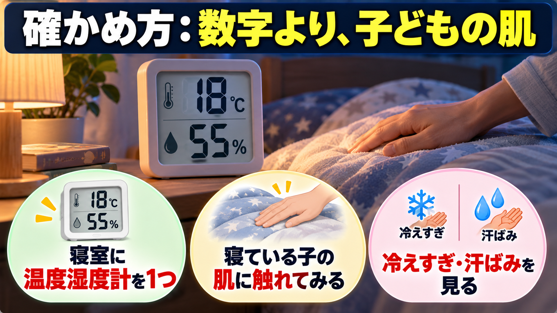 確かめ方：数字より、子どもの肌