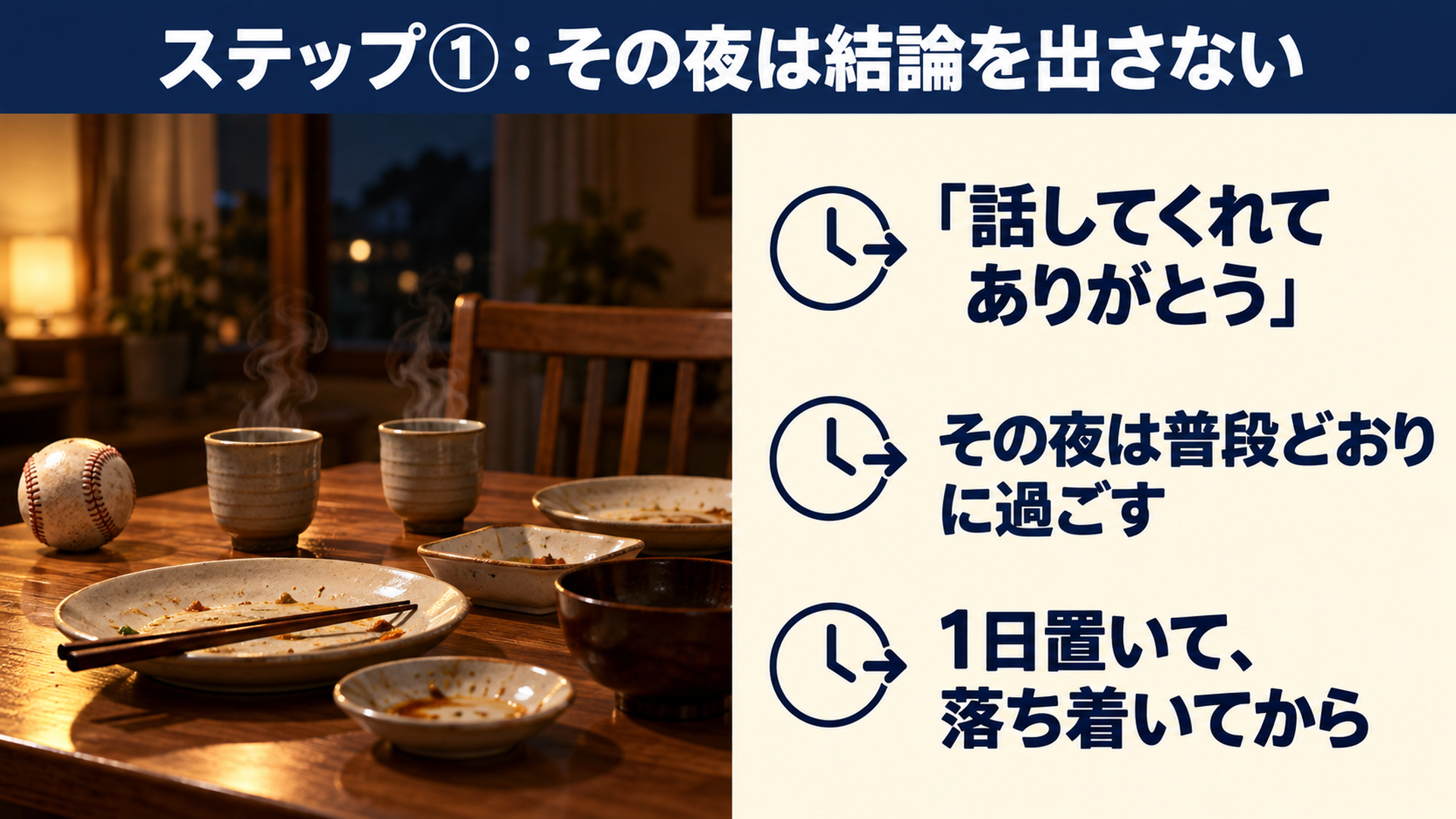 ステップ①:その夜は結論を出さない